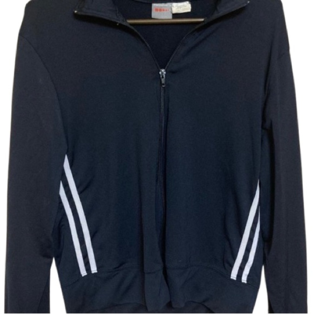Prospirit black zip up workout jacket with white stripes in size XL